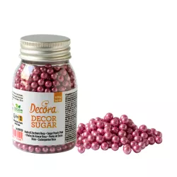 Metallic pink sugar pearls - 100 gr