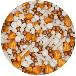 Golden and white hearts medley sprinkle 70 gr