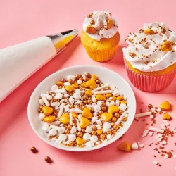 Paillettes medley cœurs dorés et blancs 70 gr