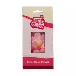 8 Light and dark pink wafer flowers