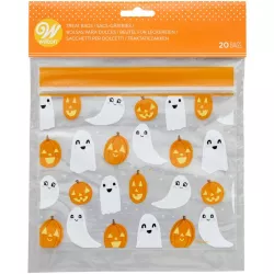 20 resealable Halloween candy bags pumpkins and ghosts