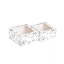 2 boîtes biscuits de Noël en carton, déco flocons argentés