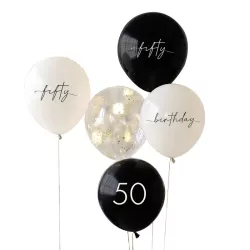 Set di palloncini per il 50° compleanno - nero, nudo e trasparente