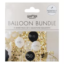 50. Geburtstag Luftballons Set - schwarz, nude und durchsichtig