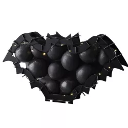 1 black bat balloon holder kit with black balloons and LED garland