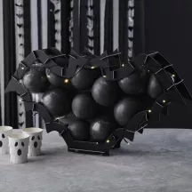 1 support à ballons chauve-souris noir, ballons et guirlande led