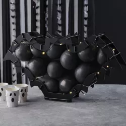 1 support à ballons chauve-souris noir, ballons et guirlande led