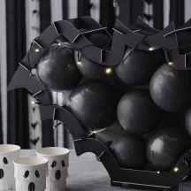 1 support à ballons chauve-souris noir, ballons et guirlande led