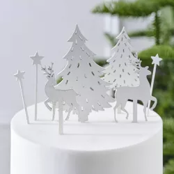 7 cake toppers abeti, stelle e cervi