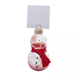 6 Platzkarten Schneemann Weihnachtskugel
