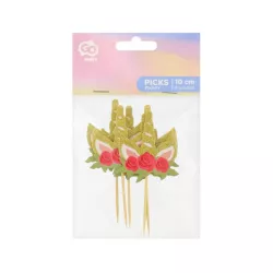 6 cake topper con teste di unicorno fiorite
