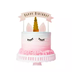 1 Cake Topper Kit "Happy birthday" Einhorn