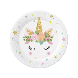 6 Petite assiettes blanches licorne
