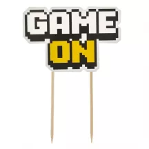 Cake topper "Game on" bianco e giallo