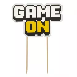 Cake topper "Game on" bianco e giallo