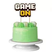 Cake topper "Game on" bianco e giallo