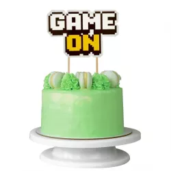 Cake topper "Game on" bianco e giallo