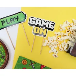 Cake topper "Game on" bianco e giallo