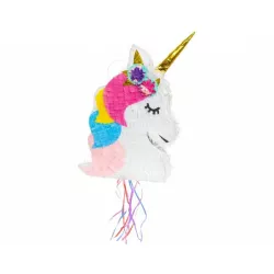1 Piñata unicorn head with coloured mane