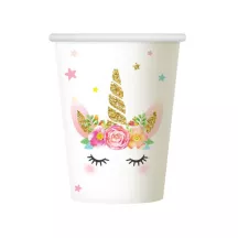 6 Weisse Pappbecher Einhorn
