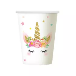 6 Gobelets blancs licorne