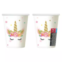 6 Weisse Pappbecher Einhorn