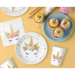6 Gobelets blancs licorne