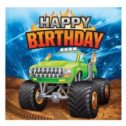 16 Napkins Happy Birthday - Monster Truck