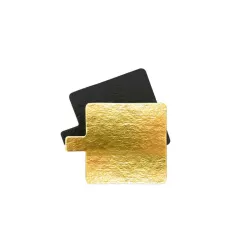 10 small square cake boards gold/black