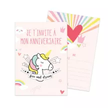 8 Cartes d'invitation licorne