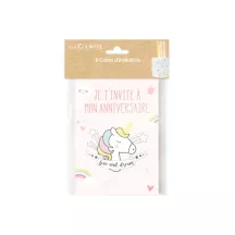 8 biglietti d'invito Unicorno