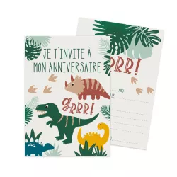 8 Invitation cards dinosaur GRRR!