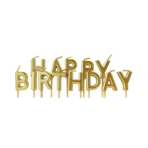 Bougies dorées "Happy Birthday"