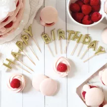 Bougies dorées "Happy Birthday"