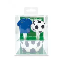 24 soccer baking cups with soccer toppers
