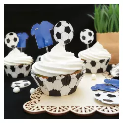 24 soccer baking cups with soccer toppers
