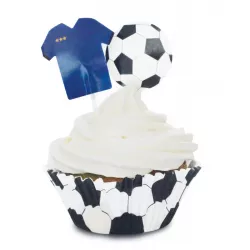 24 soccer baking cups with soccer toppers