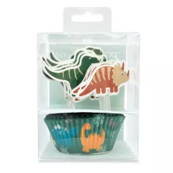 24 custodie per cupcake e topper "Dinosauro