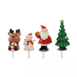 4 Santa Claus and reindeer cake toppers
