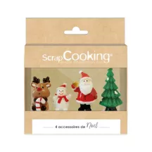 4 Santa Claus and reindeer cake toppers