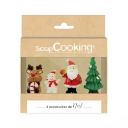 4 Santa Claus and reindeer cake toppers