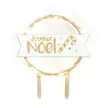 Topper a led "Joyeux Noël" di legno