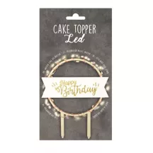 Topper a led "Happy Birthday" in legno