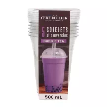 5 Bubble tea cups and lids
