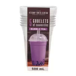5 Bubble tea cups and lids