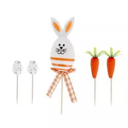 5 Bunny, carrots and eggs cake toppers