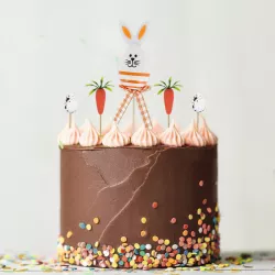 5 Hasen, Karotten und Eier Cake Toppers