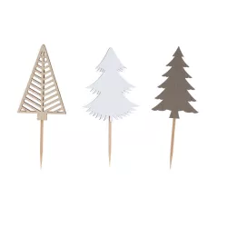 3 Fir tree wood cake toppers
