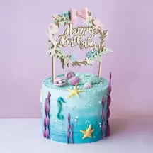 1 topper per torta a forma di sirena "Buon Compleanno