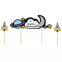 3 Cake topper Galassia "Joyeux anniversaire"